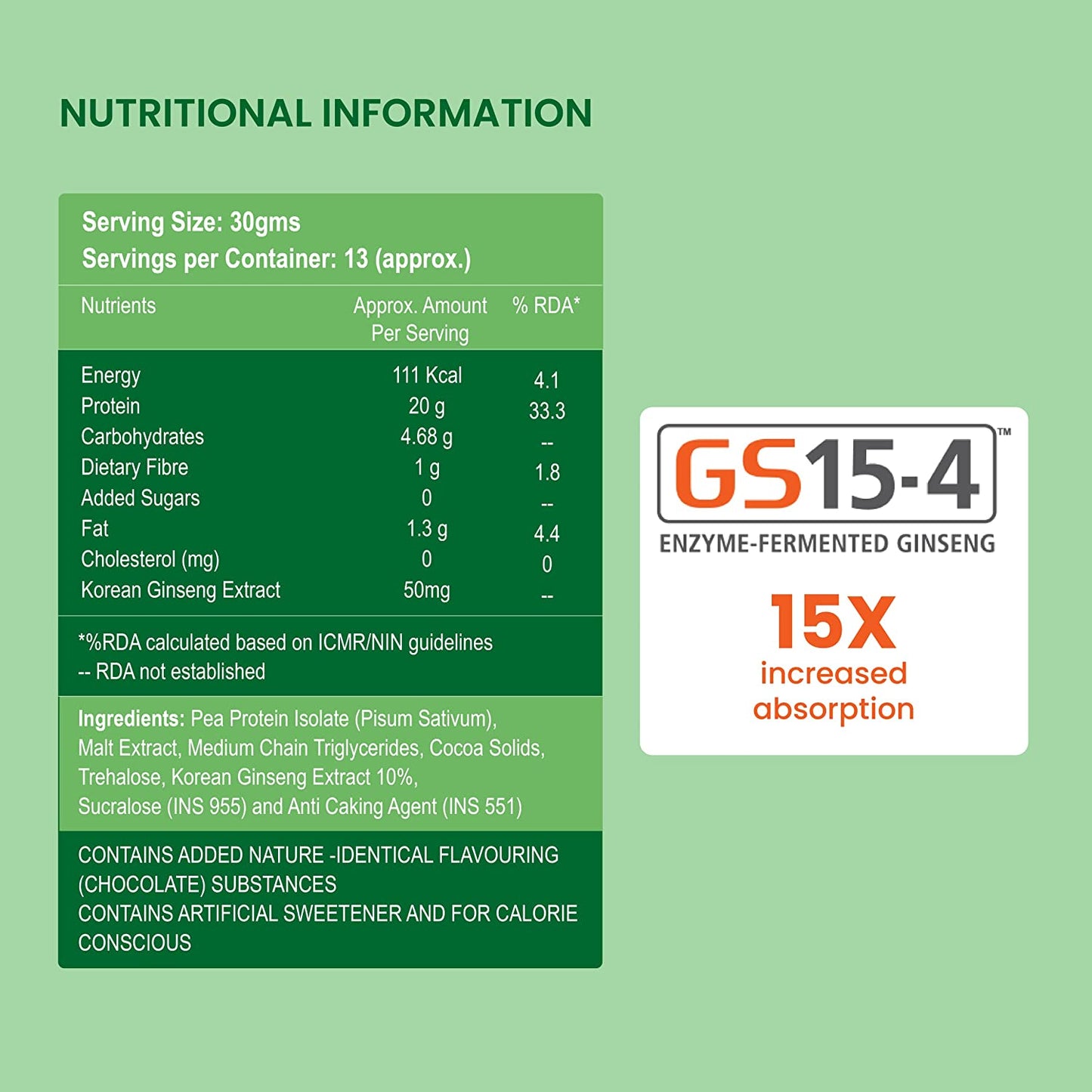 BBETTER Plant Protein for Men & Women | Enriched with Patented Korean Ginseng | 100% Vegan Protein Powder with NO ADDED SUGAR | Whey Protein Alternative with 20g Protein per serving | Chocolate Flavour