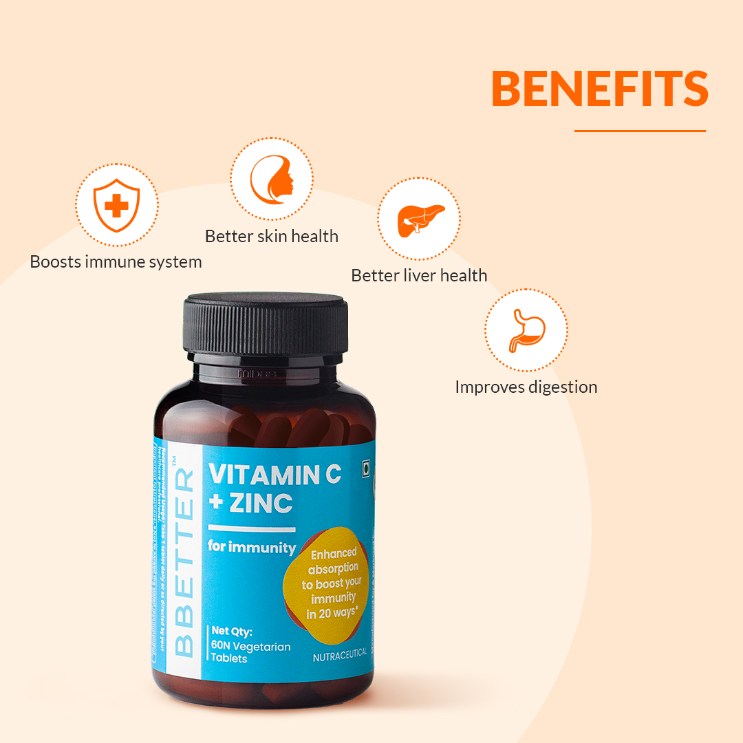 BBETTER Vitamin C and Zinc tablets for Immunity