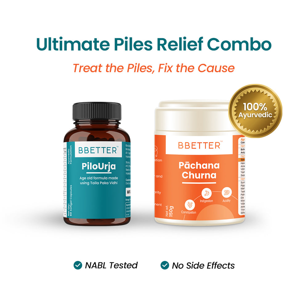 BBETTER Ultimate Piles Relief Combo - Pilo Urja & Pachana Churna