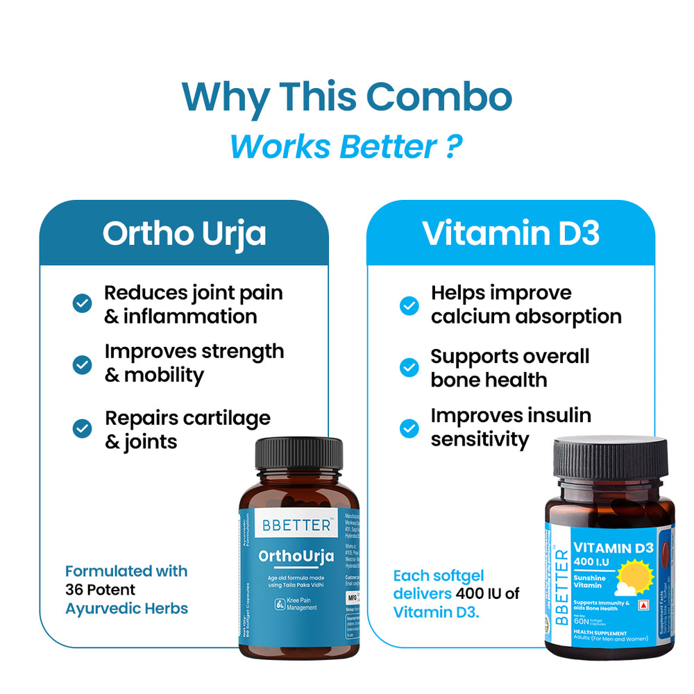 BBETTER Ultimate Joint Pain Relief Combo - Ortho Urja & Vitamin D3