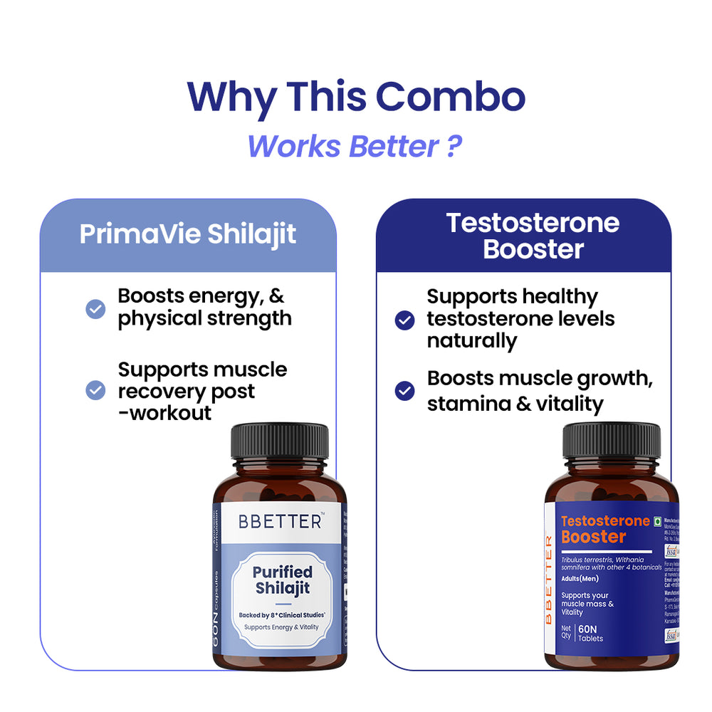 BBETTER Ultimate Men's Performance Combo - Purified Shilajit & Testosterone Booster