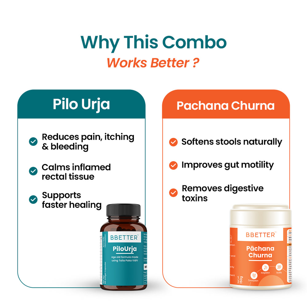 BBETTER Ultimate Piles Relief Combo - Pilo Urja & Pachana Churna