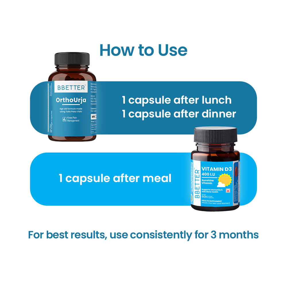 BBETTER Ultimate Joint Pain Relief Combo - Ortho Urja & Vitamin D3