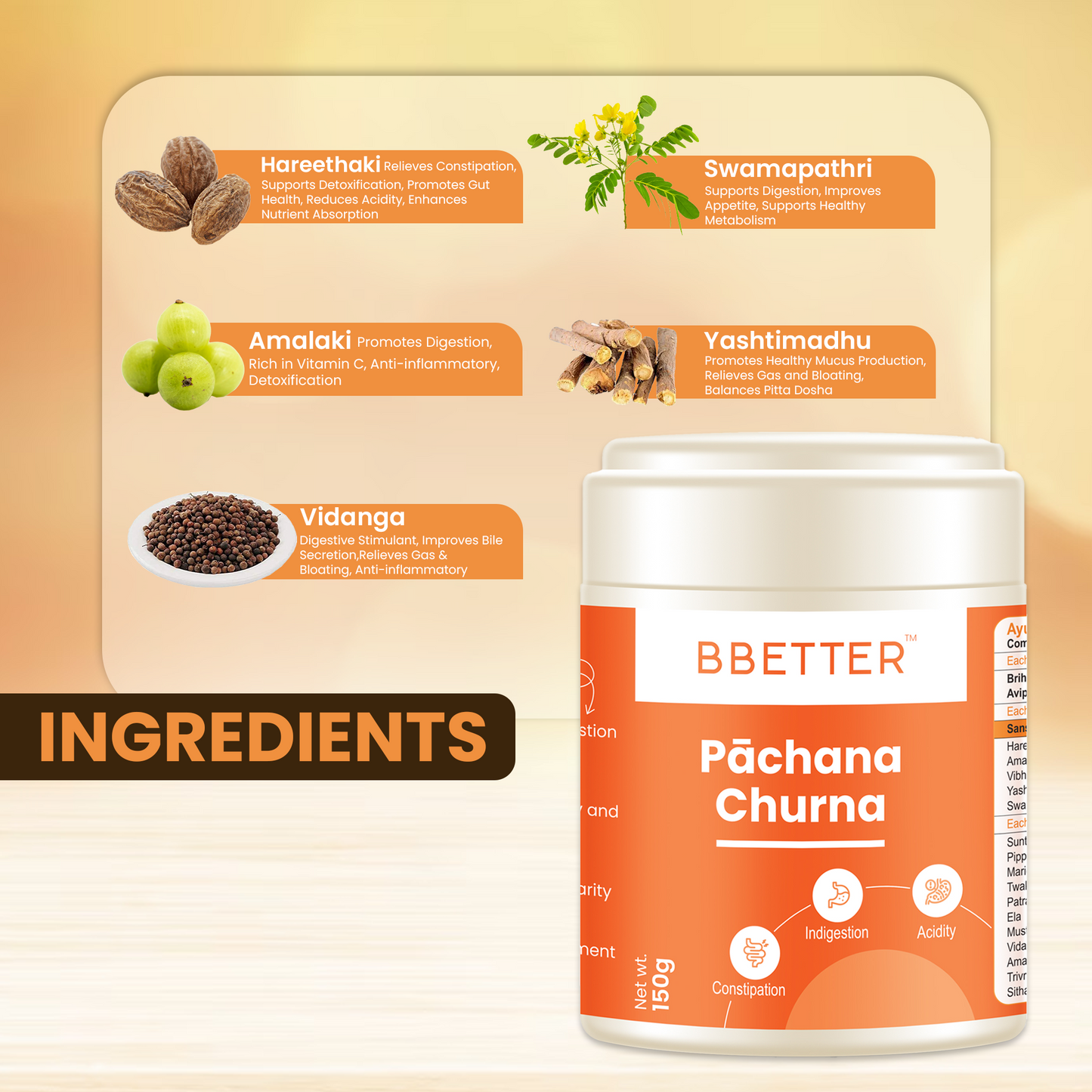 BBETTER Pachana Churna - Ayurvedic Powder for healthy digestion