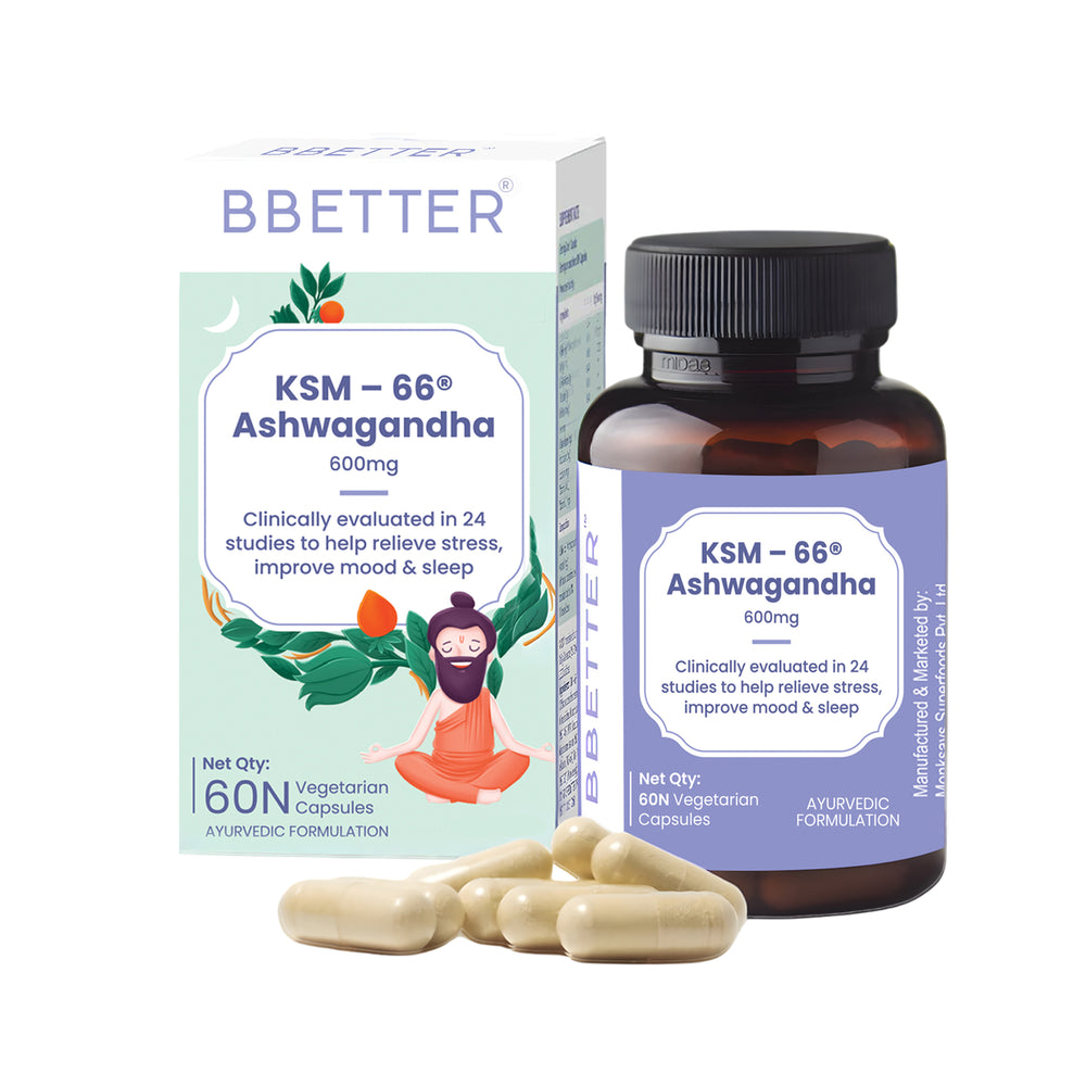 BBETTER Ashwagandha - With Clinically Proven KSM-66 for Stress & Sleep Management