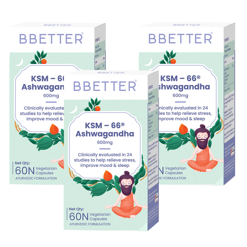 BBETTER Ashwagandha - With Clinically Proven KSM-66 for Stress & Sleep Management