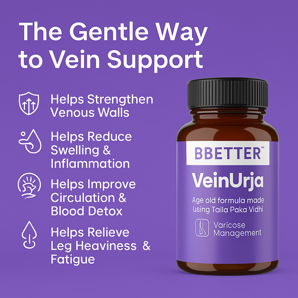 BBETTER VeinUrja - Ayurvedic Supplement for Varicose Vein Relief & Healthy Circulation
