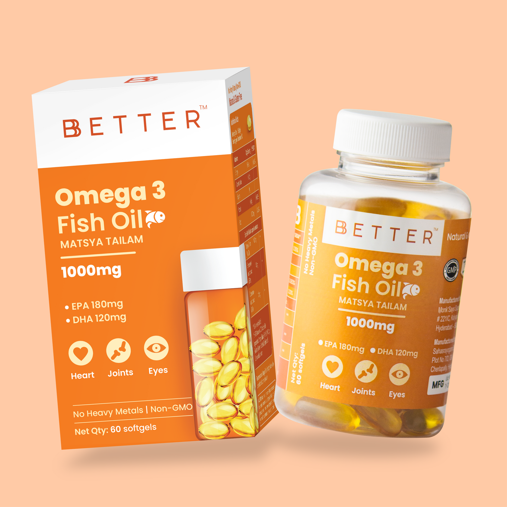 BBetter Omega 3 Capsules with Fish Oil 60 Capsules BBetter Store