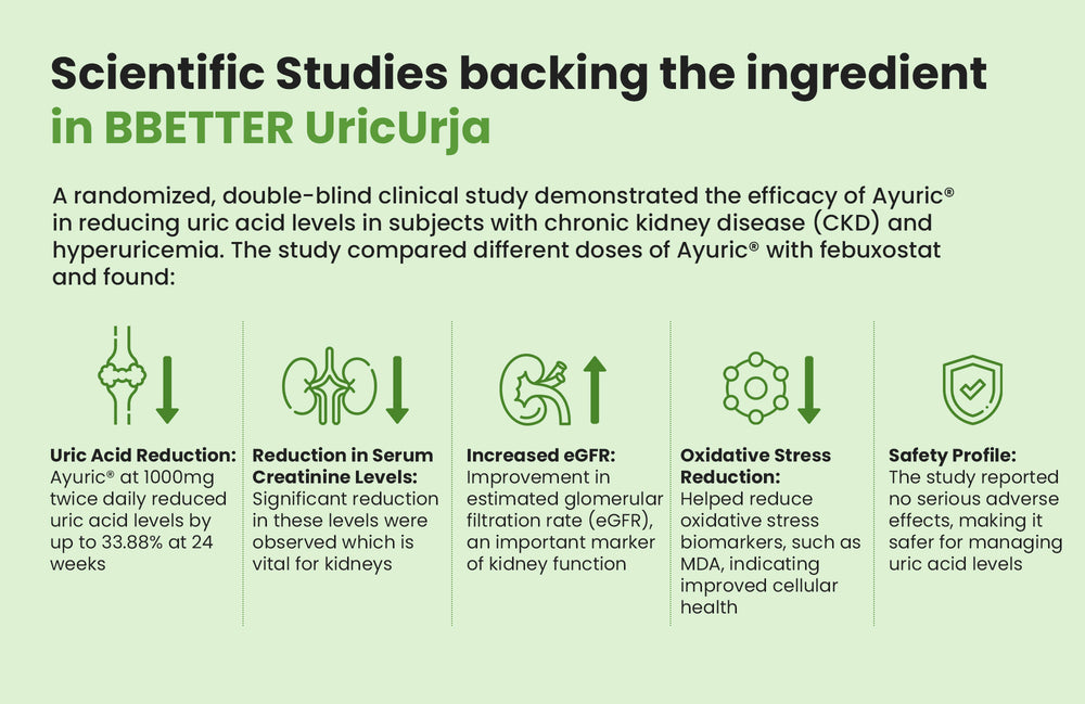 BBETTER UricUrja - With Clinically Proven Ayuric for Gout Pain Relief & Uric Acid Management