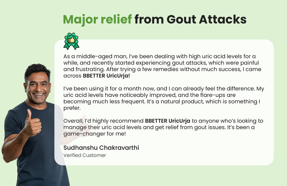 BBETTER UricUrja - With Clinically Proven Ayuric for Gout Pain Relief & Uric Acid Management