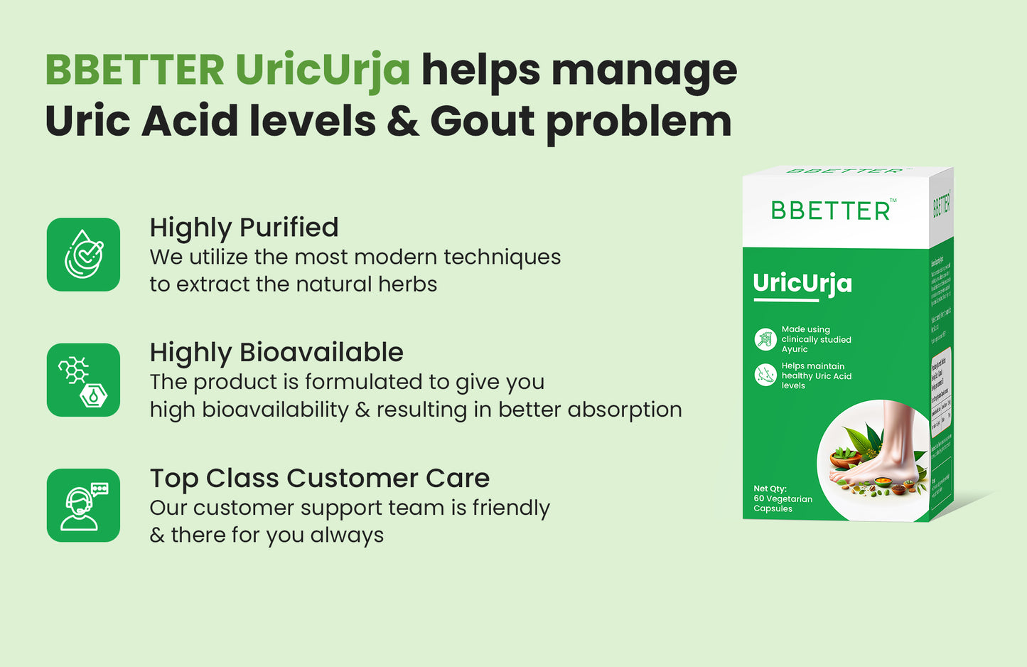 BBETTER UricUrja - Ayurvedic Uric Acid levels management - 1 month course