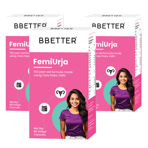 BBETTER FemiUrja - With Saptasaram Ghrutham for Hormonal Balance, PMS Relief & Digestive Support