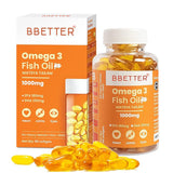 BBETTER Omega 3 Fish Oil Capsules - With 180 EPA : 120 DHA for Heart, Joints & Eyes