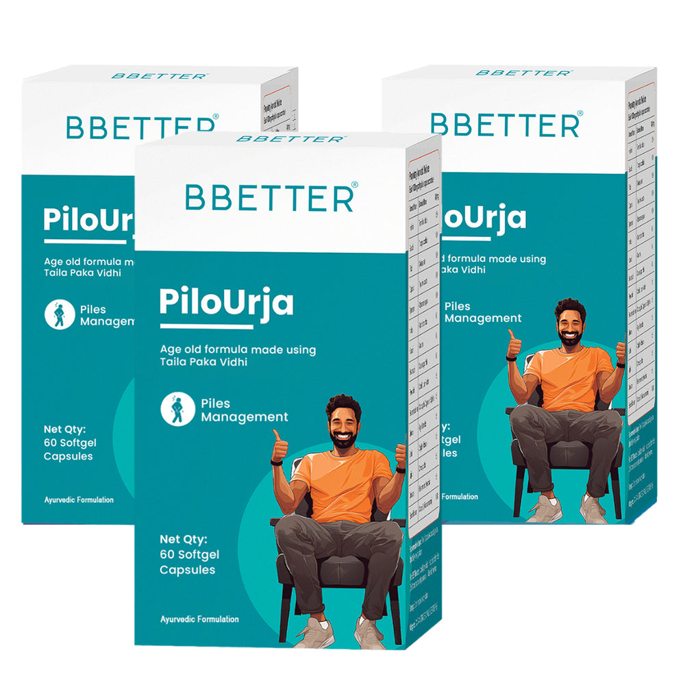 BBETTER PiloUrja - Lab Tested Ayurvedic Capsules for Piles & Haemorrhoids relief