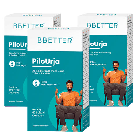 BBETTER PiloUrja - Lab Tested Ayurvedic Capsules for Piles & Haemorrhoids relief