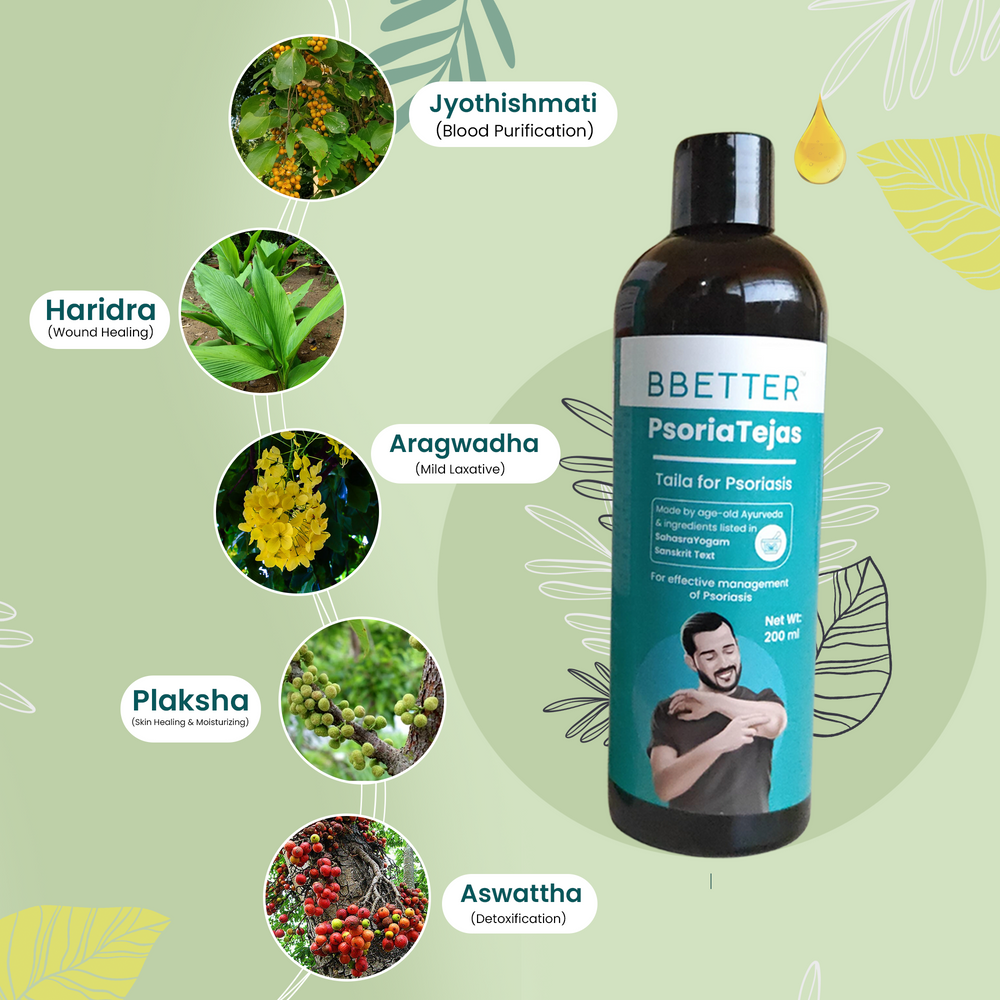 BBETTER PsoriaTejas - Ayurvedic Oil for Psoriasis Relief & Skin Health Management
