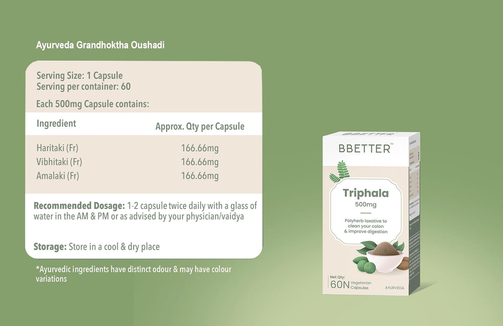 BBETTER Triphala - Polyherb Laxative to Improve Gut Health & Support Bowel Wellness