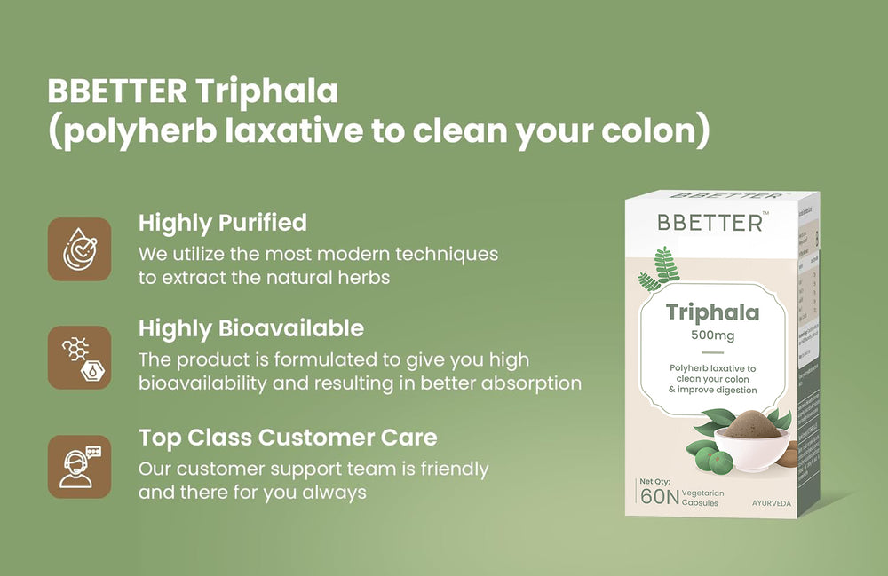 BBETTER Triphala - Polyherb Laxative to Improve Gut Health & Support Bowel Wellness