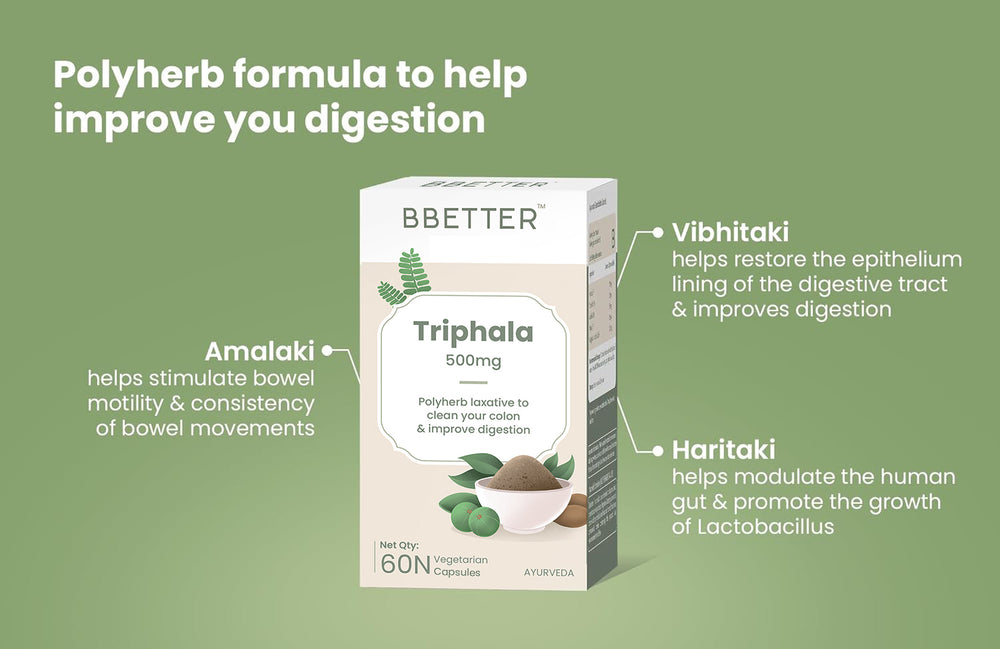 BBETTER Triphala - Polyherb Laxative to Improve Gut Health & Support Bowel Wellness