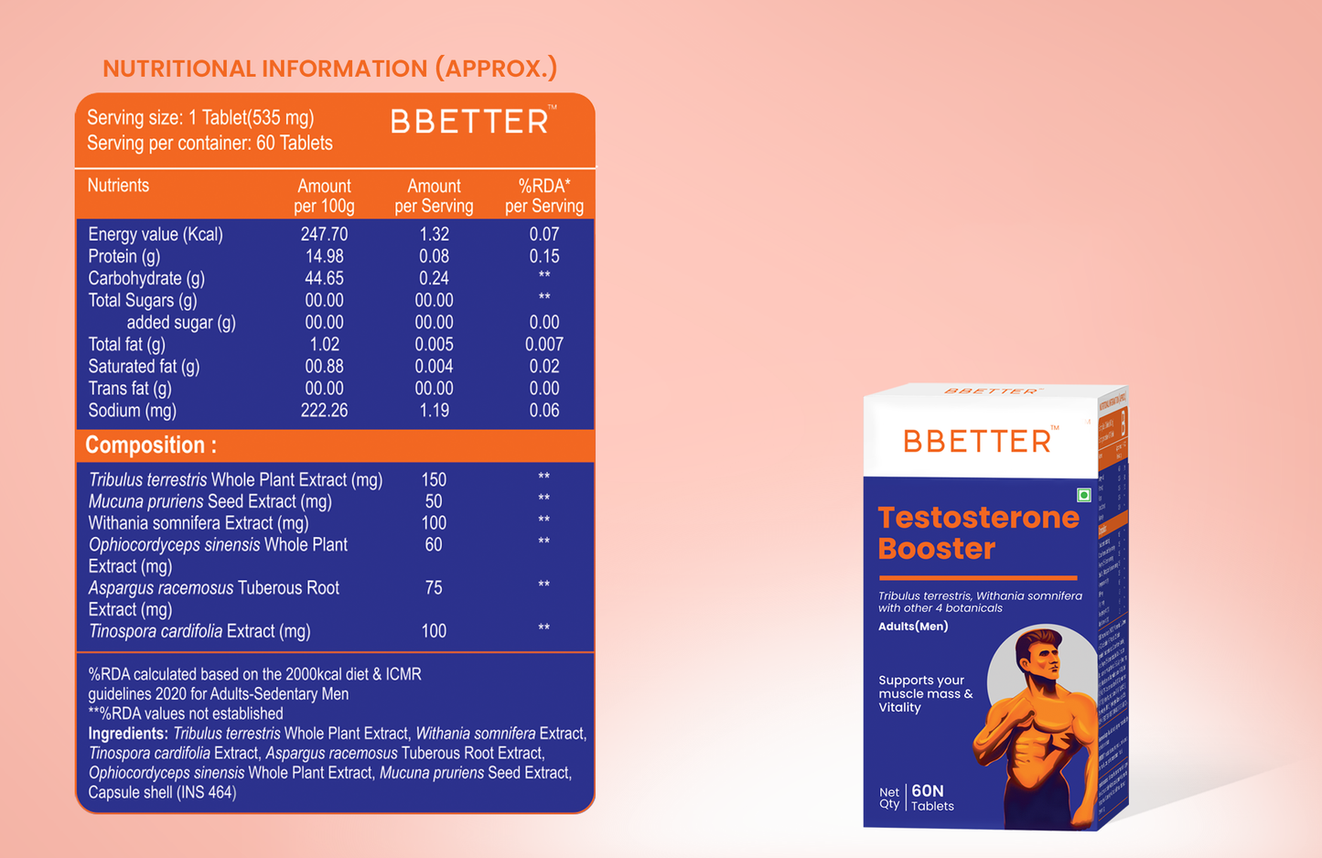 BBETTER Testosterone Booster for Men - 2 Month Course