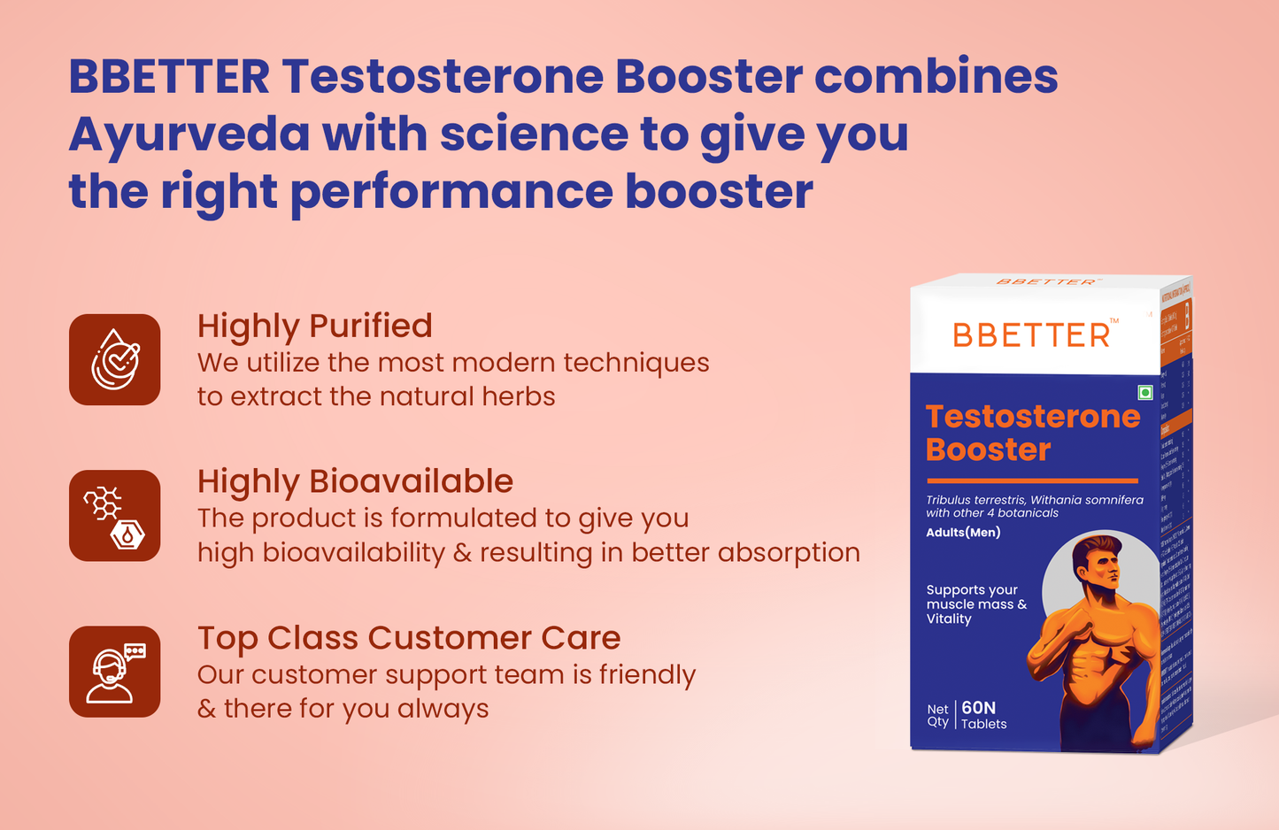 BBETTER Testosterone Booster for Men - 2 Month Course