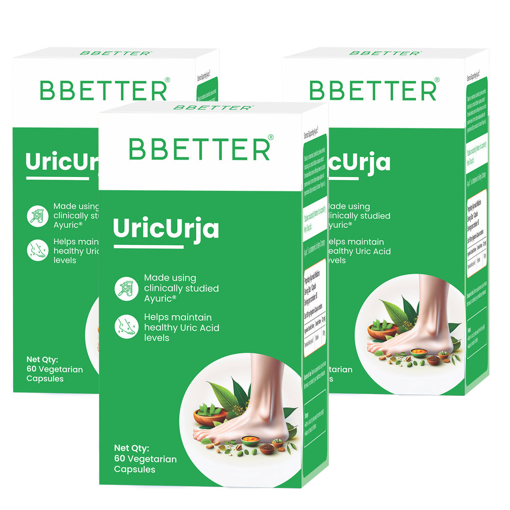 BBETTER UricUrja - With Clinically Proven Ayuric for Gout Pain Relief & Uric Acid Management