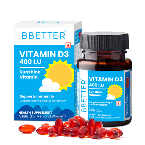 BBETTER Vitamin D3 400 IU - Sunshine Vitamin for Immunity & Bone Health