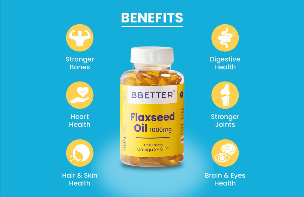 BBETTER Flaxseed Oil - Omega 3 6 9 Vegetarian Capsules to Support Healthy Heart & Joints