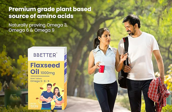 BBETTER Flaxseed Oil - Omega 3 6 9 Vegetarian Capsules to Support Healthy Heart & Joints