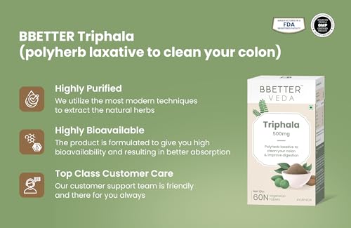 BBETTER Triphala 500mg - 60 Vegetarian Tablets