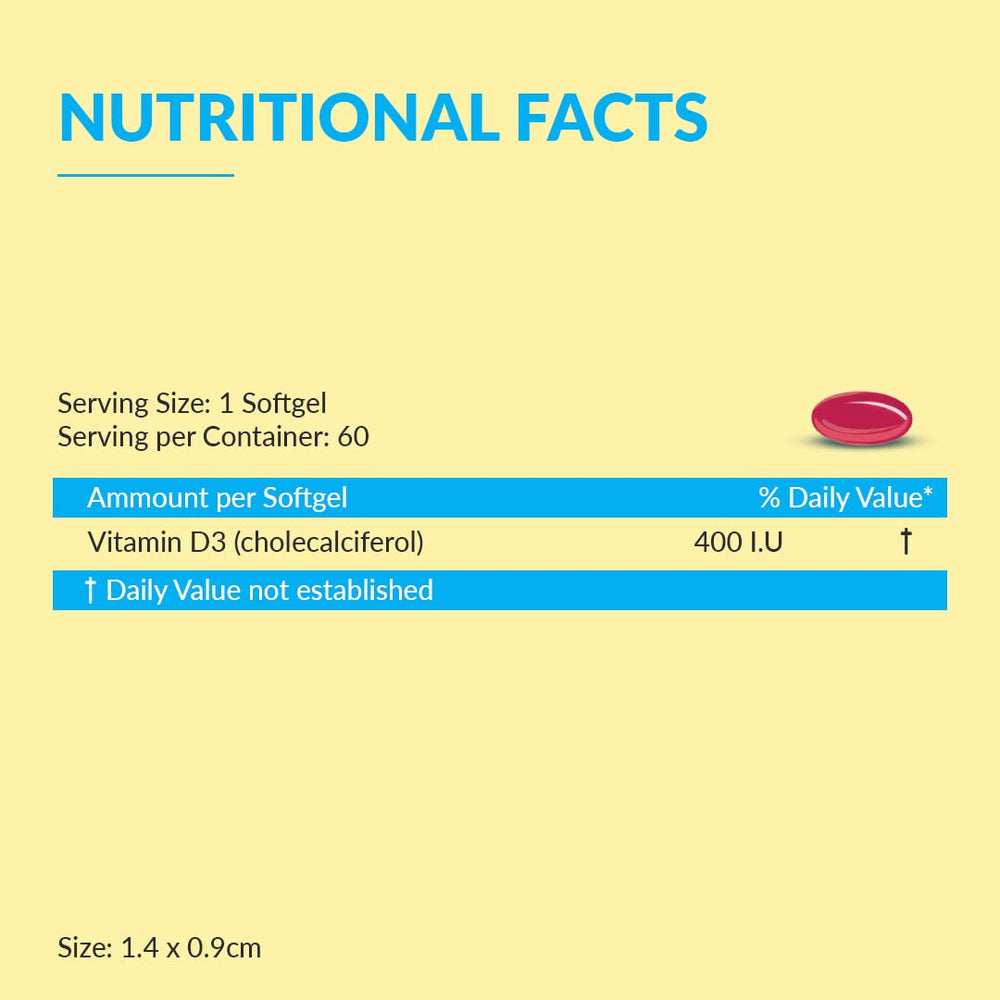 BBETTER Vitamin D3 400 IU - Sunshine Vitamin for Immunity & Bone Health